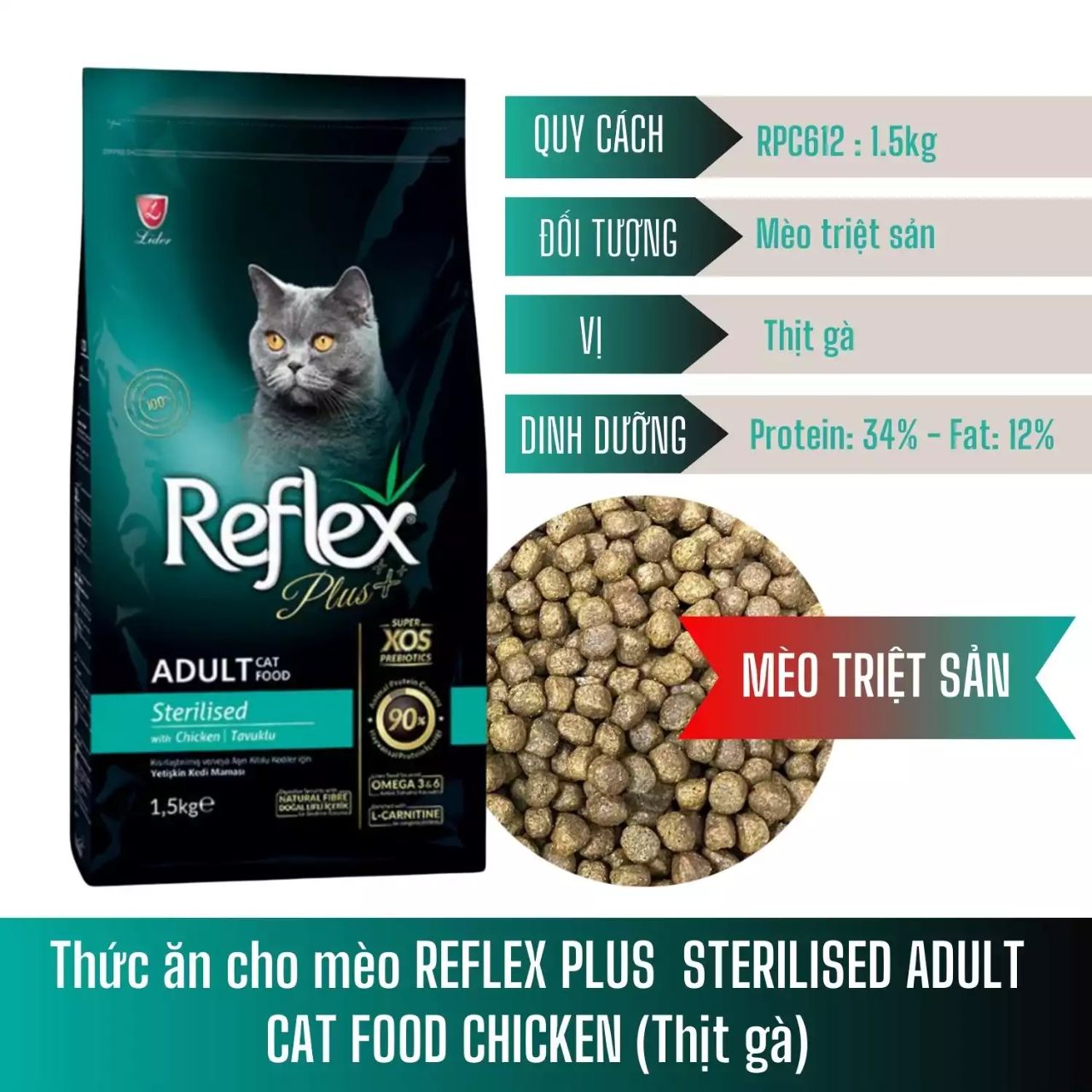 Thức Ăn Hạt Cho Mèo Reflex Plus - Bao 1.5Kg