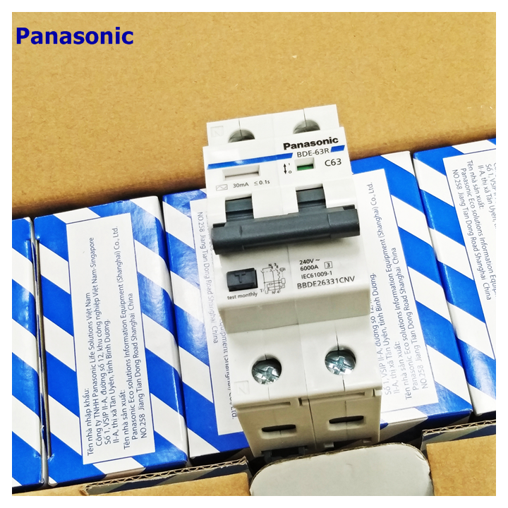 Aptomat chống giật Panasonic - 2P 40-63A 30mA 240VAC