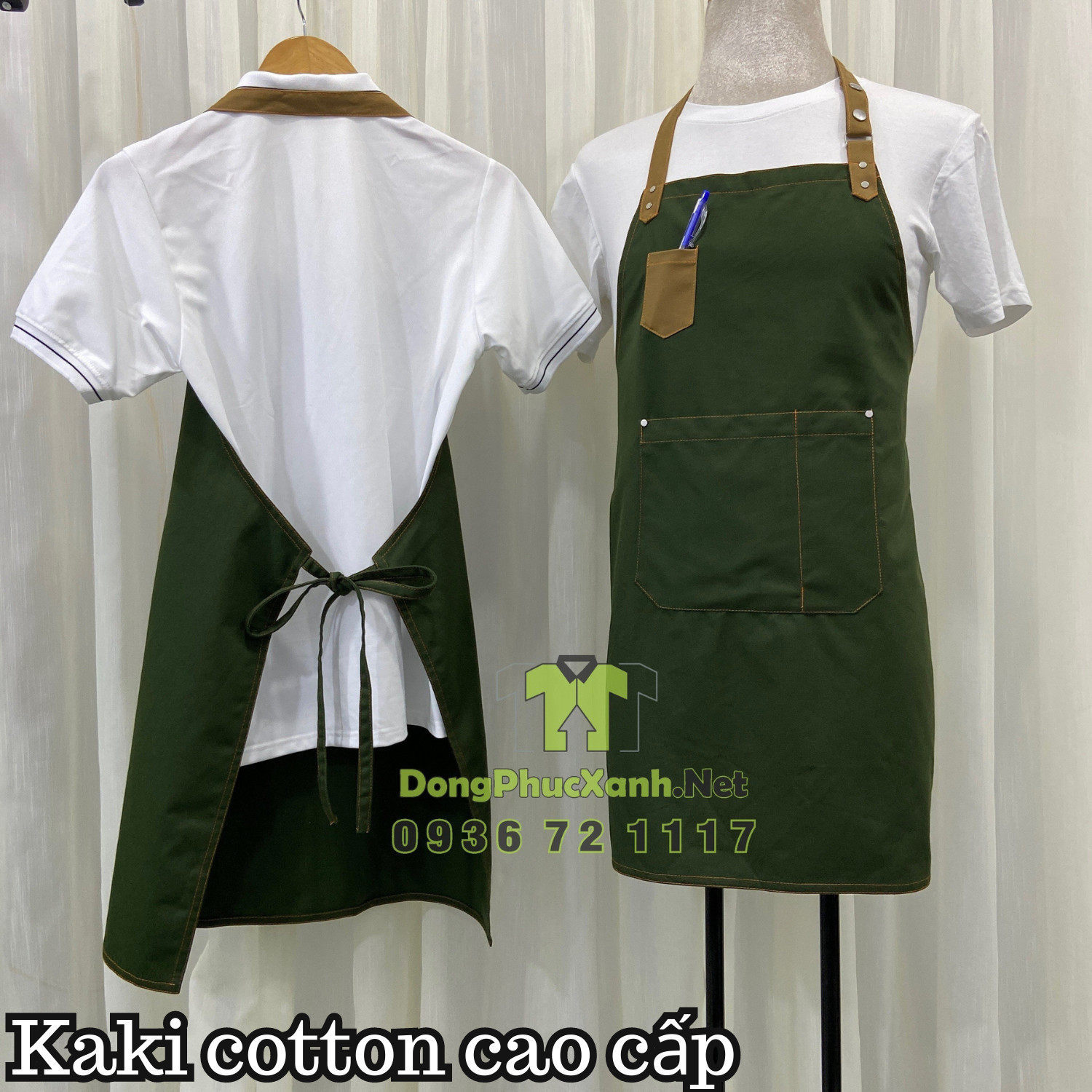 Tạp Dề Trơn Màu Xanh Cho Phục Vụ