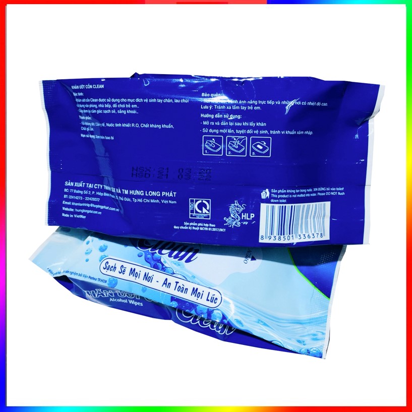 Khăn giấy ướt HLP có cồn, sát khuẩn 20 miếng/gói.