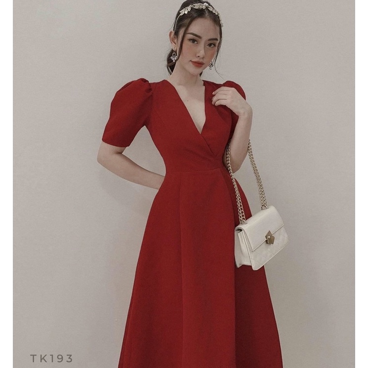 ĐẦM DỰ TIỆC CỔ V, FORM DÀI SANG TRỌNG (có ảnh thật) MS117