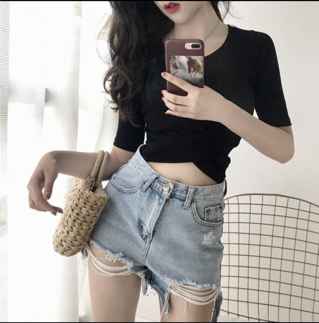Áo xoắn eo tay ngắn, chất lụa đẹp mê 11435-1