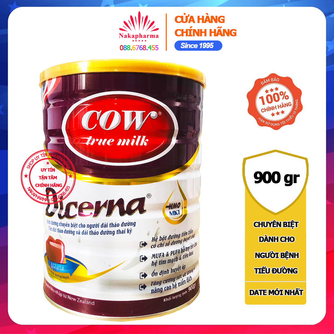 Sữa bột Cow True Milk Dicerna dành cho người tiểu đường, đái tháo đường thai kỳ, giúp kiểm soát đường huyết, huyết áp, tốt cho hệ tim mạch
