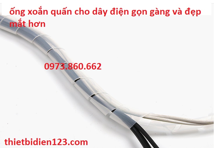 Combo 5 cuộn Ống xoắn quấn dây điện phi 8mm, 10mm, 12mm