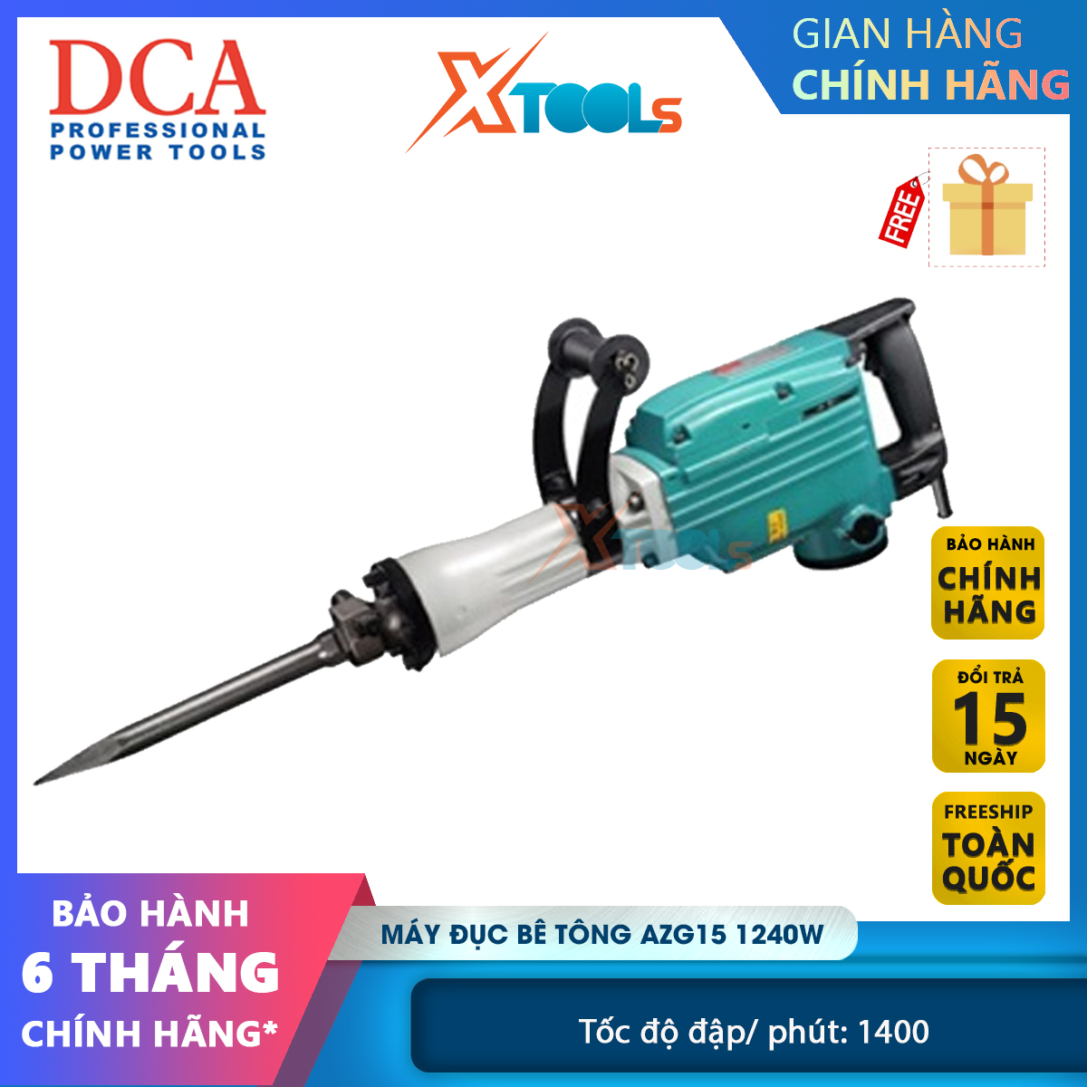 DCA azg15 concrete hammer 1240W dial diameter of Chisel: 30mm breaking speed: 1400 xtools