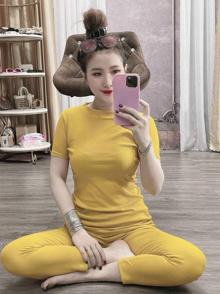 Sét bộ nữ, bộ mặc nhà thun gân rút dây eo