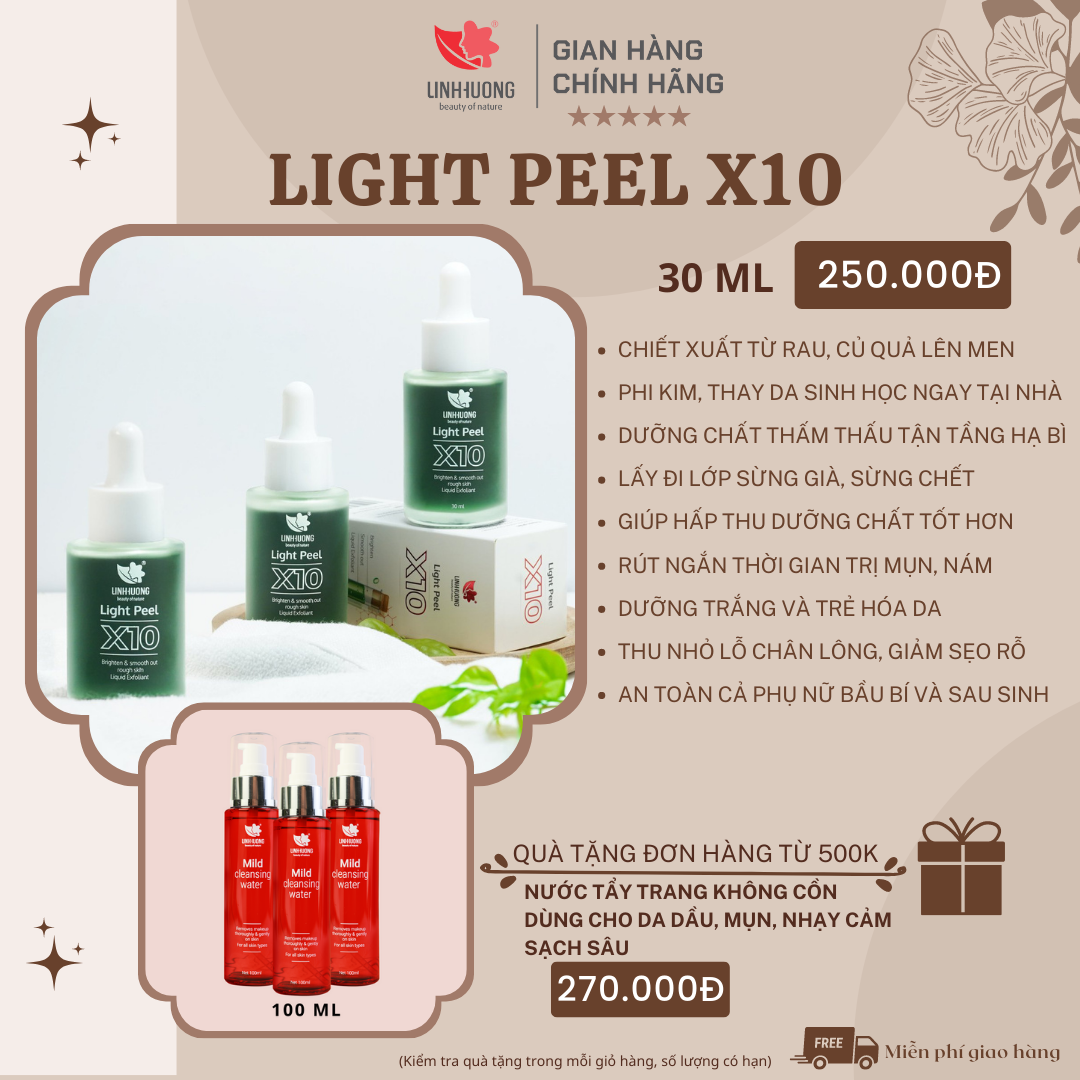 Light Peel X10 Peel da Thay da sinh học Phi kim tại nhà