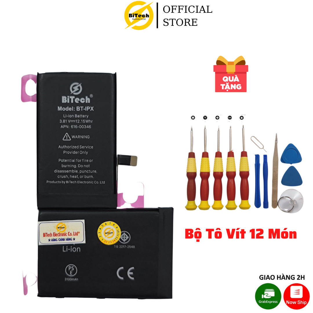 Pin điện thoại dung lượng cao BITECH BT-X ( dung lượng 3100 mAh )(Tặng bộ vít mở + Seal dán pin)
