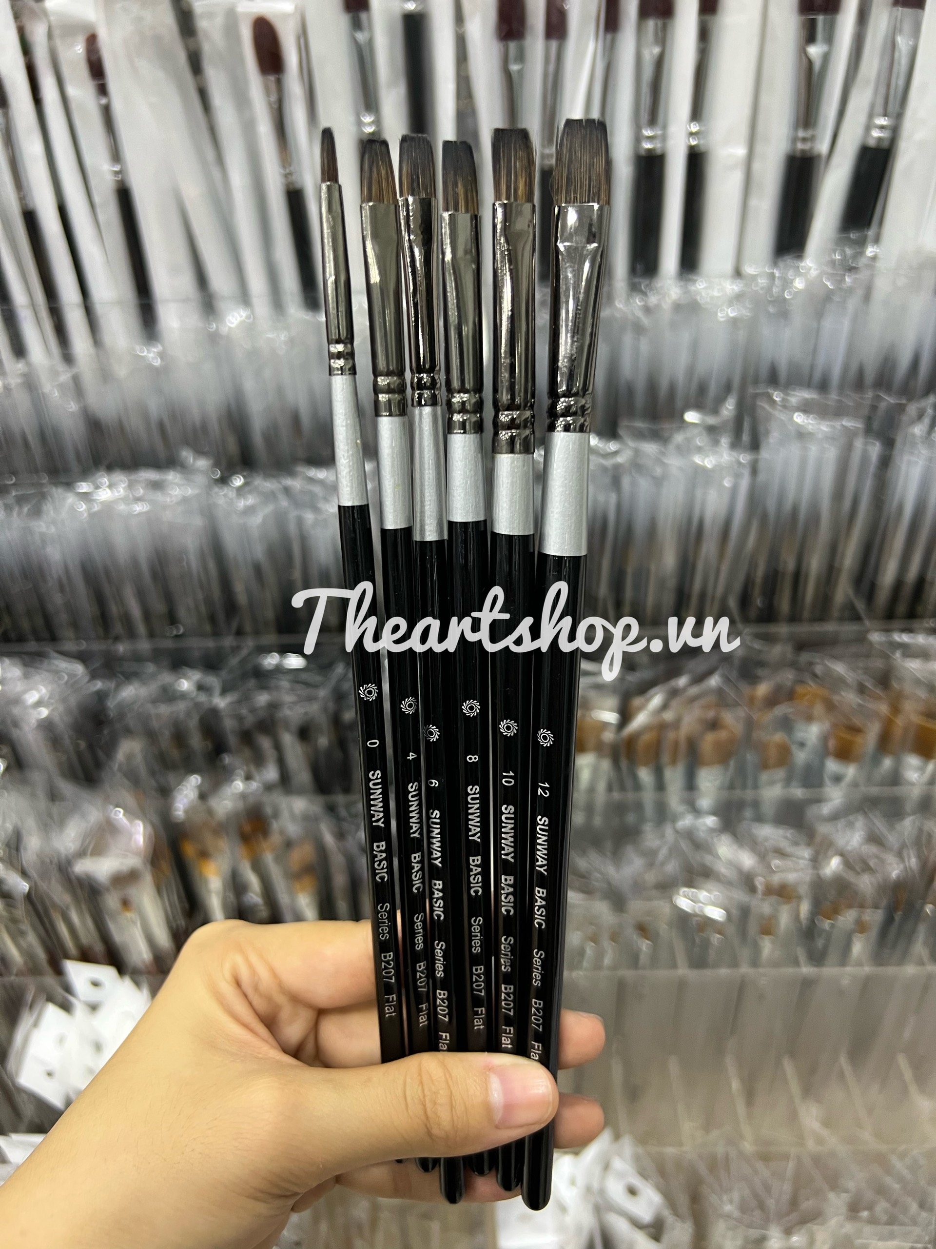 Cọ vẽ lông sóc đầu dẹt thân đen Sunway - Flat (B207)