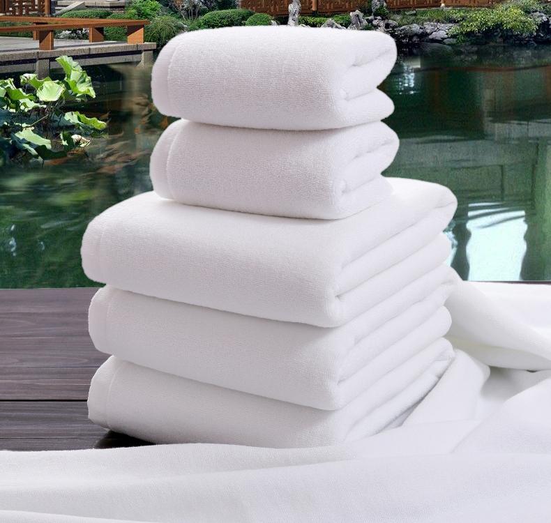 Khăn Trắng 100% Cotton Người Lớn Tăng Dày Nam Nữ Sauna Khách Sạn Chữ Thêu Khách Sạn Thẩm Mỹ Viện Ngâm Chân Khăn Màu Trắng