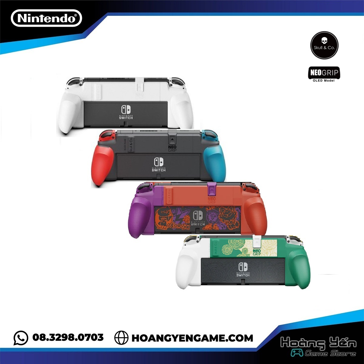 Ốp Lưng Grip Case Oled & túi Maxcarry Oled hãng Skull & Co cho Nintendo Switch Oled