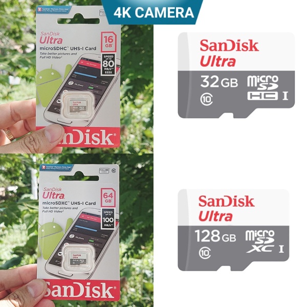 Thẻ nhớ Micro SD Sandisk Ultra 16G/32G/64G/128G cho điện thoại máy ảnh máy quay camra an ninh hành trình