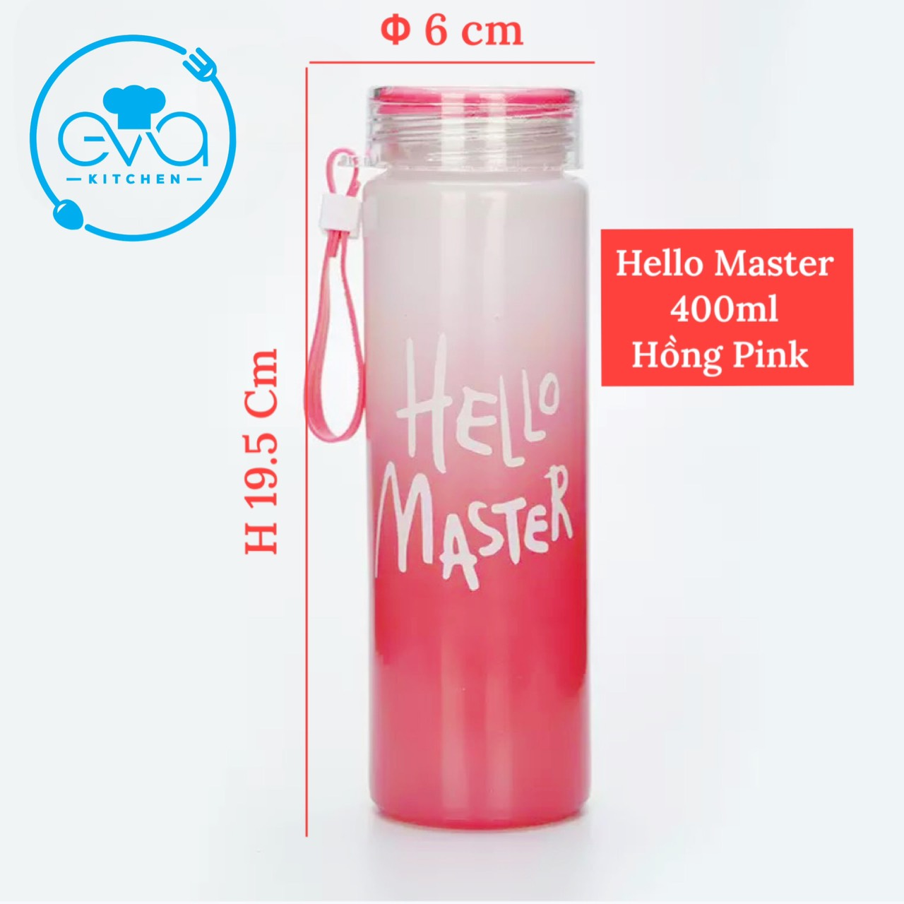 Hello Master Gradient Glass Water Bottle 450ml – Korean Matte Body Pastel Color