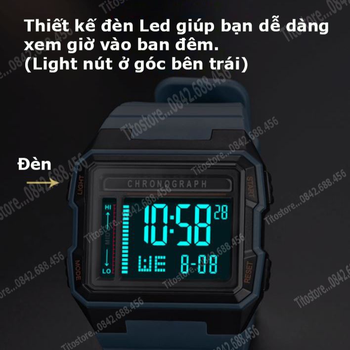 Đồng hồ Nam DIRAY CHRONOGRAPH Đồng Hồ Thể Thao,Chống Thấm NướcBấm Giờ Đèn Nền LED Báo Động Chrono Kỹ Thuật Số Đồng Hồ Đeo Tay