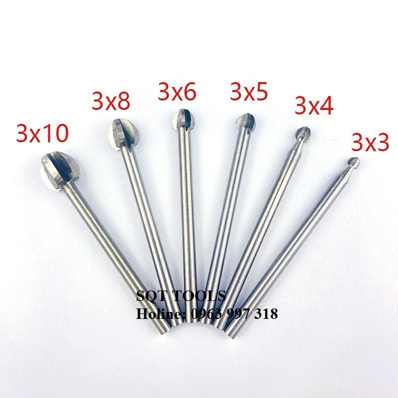 Mũi phay gỗ làm bonsai tỉa gốc cây cán 3mm hợp kim chuyên phay gỗ - mũi quả đào 3mm