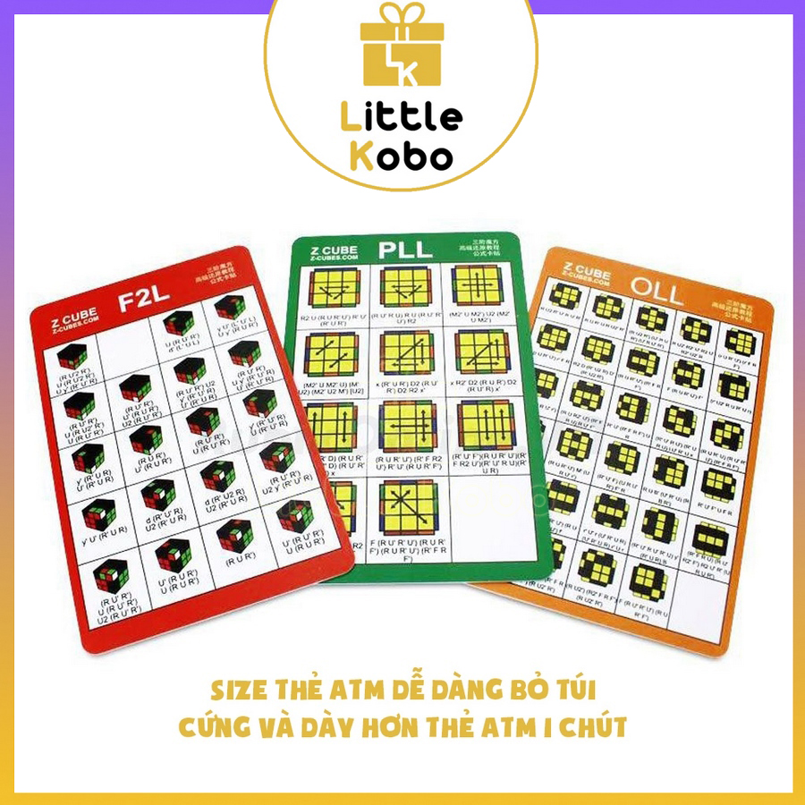 Bộ Card Công Thức CFOP Giải Rubik Tốc Độ Cao Công Thức F2L OLL PLL Phụ Kiện Rubic Đồ Chơi Trí Tuệ Trẻ Em - Little Kobo