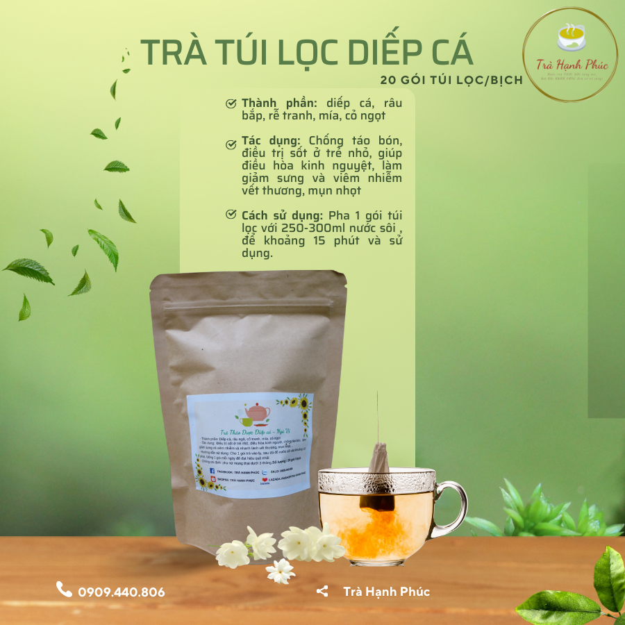 [HCM]Trà túi lọc diếp cá ngũ vị- 20 gói( diếp cá rễ tranh mía râu ngô cỏ ngọt)