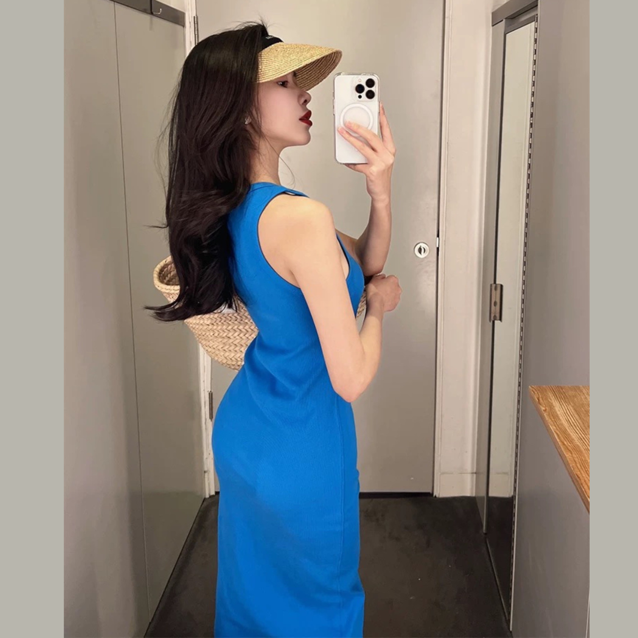 Đầm body thun gân dáng dài cổ tròn sát nách dài váy 120cm mặc đi chơi đi tiệc đi biển sexy sang chảnh