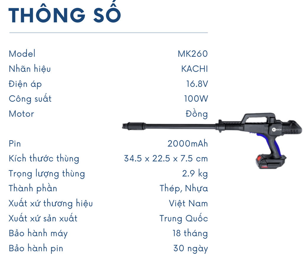 Máy xịt rửa xe cao áp Kachi- Thanh lý