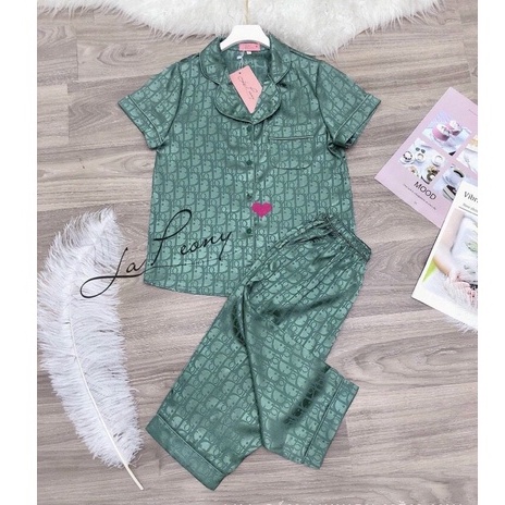 Bộ đồ mặc nhà - Bộ Pyjama mặc nhà - Bộ lụa gấm tay cộc quần lửng