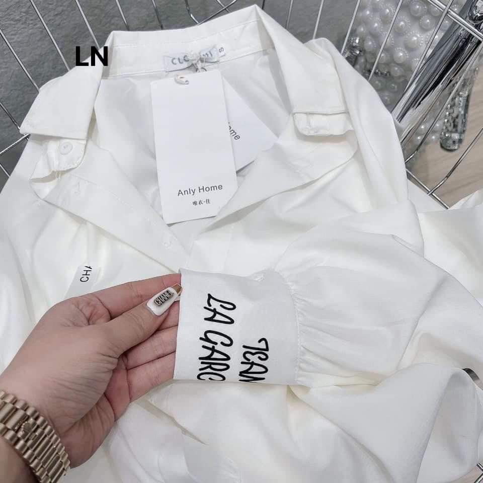 Áo sơ mi tay in chữ  Chất sơ mi lụa,LN