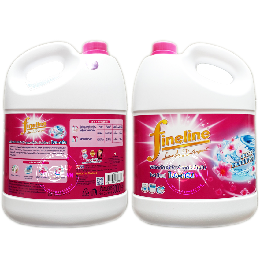[HCM][Chính hãng] Nước giặt xả FineLine 3000 ml màu Đỏ đậm đặc - Thái lan [Hàng Auth - Chọn màu]