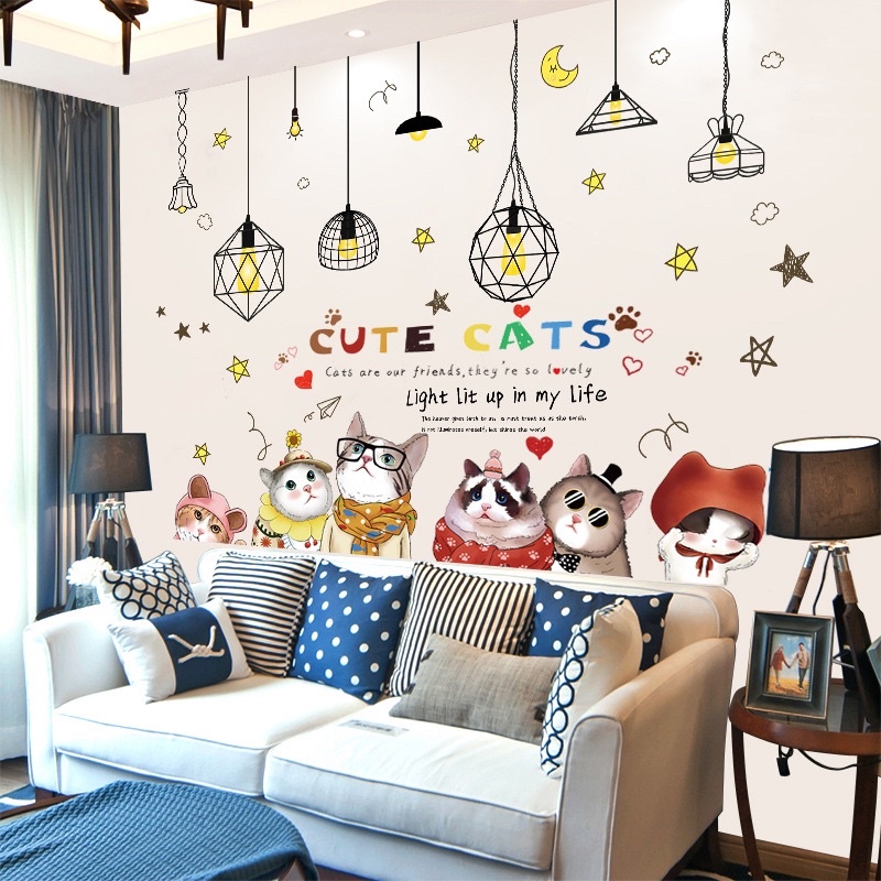 Decal dán tường đèn meo và đèn cây ( có bán lẻ rời 1 mẫu)