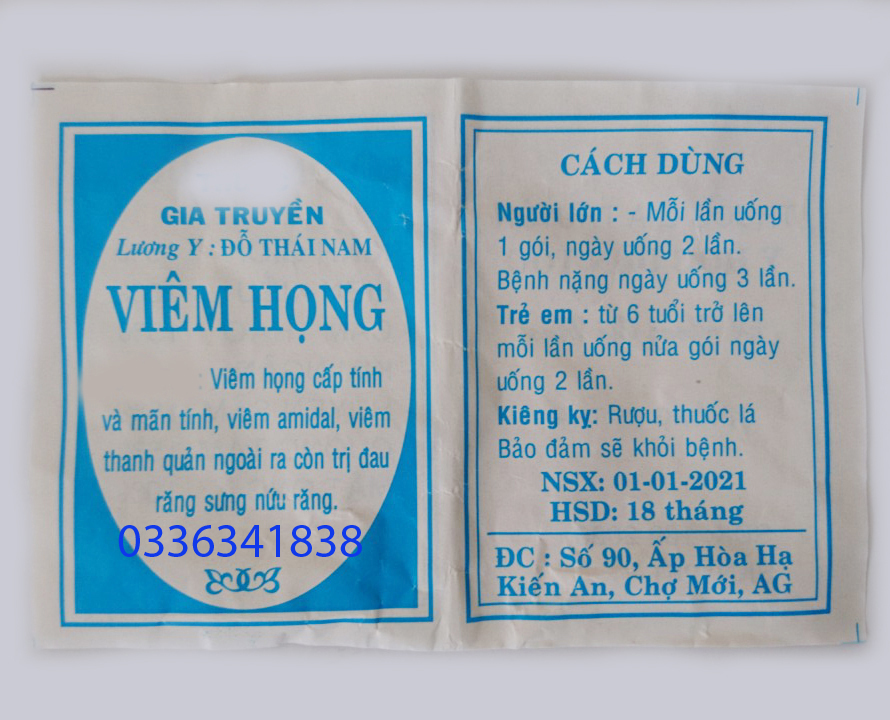 [Đông y-chính gốc] 100 Gói Viêm họng Đỗ Thái Nam (Dạng viên)