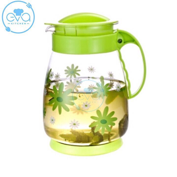 [HCM]Bình nước thủy tinh 1.5 Lít In Hoa