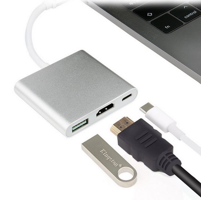 Cáp chuyển từ TypeC sang HDMI + USB 3.0 cho macbook và điện thoại
