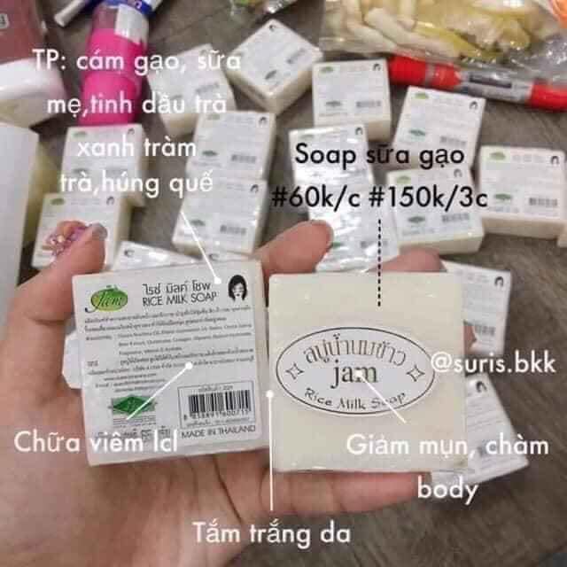 [HCM]XÀ PHÒNG GẠO DƯỠNG TRẮNG JAM THÁI LAN