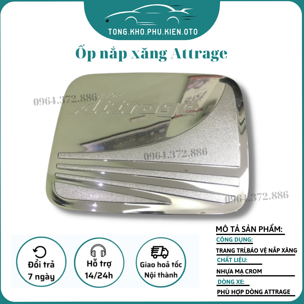 Ốp nắp bình xăng xe Mitsubishi Attrage 2015-2020 mạ crom cao cấp