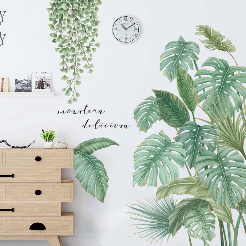 decal dán tường mẫu Hàn Quốc mẫu cành cọ lá