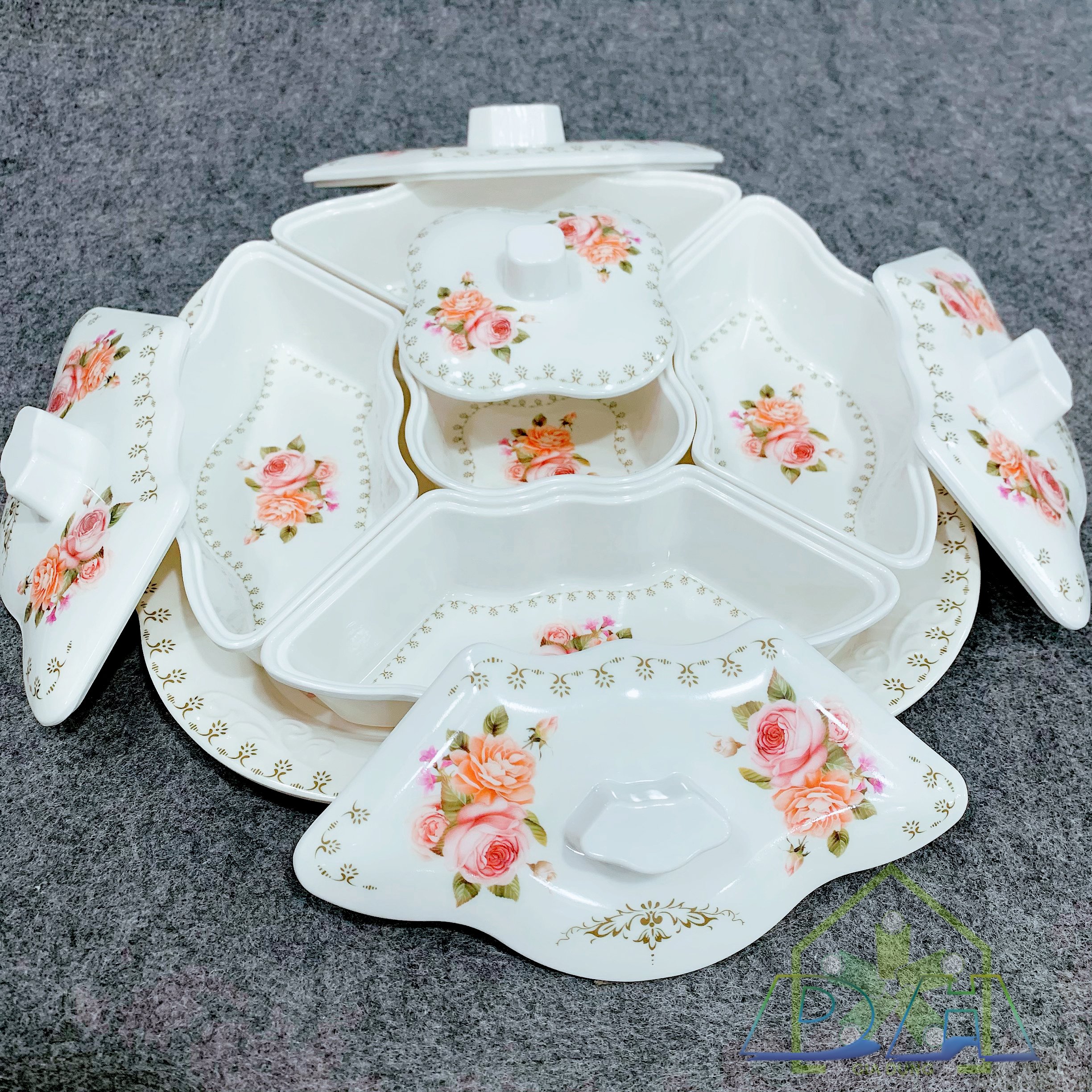 Khay giả sứ đựng mứt kẹo cao cấp
