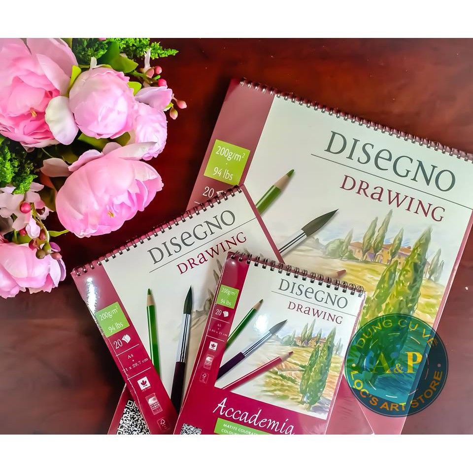 Sổ vẽ Fabriano 200gsm A3, A4, A5 lò xo