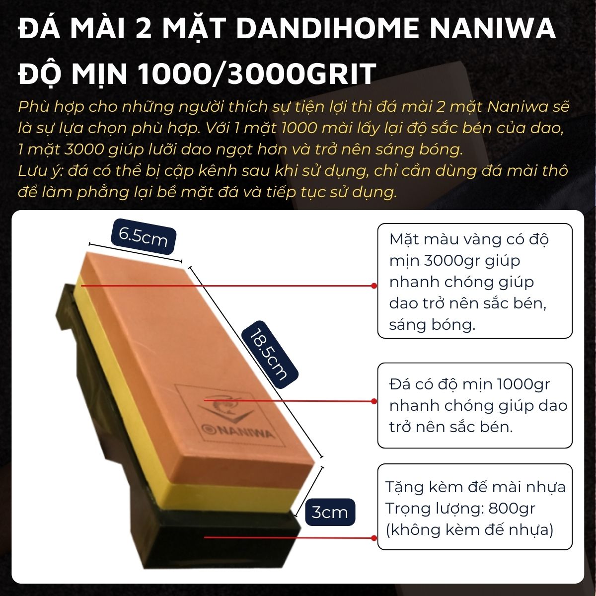 Đá mài Nhật Bản Naniwa 2 mặt 1000/3000
