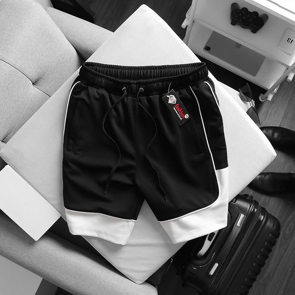 (bigsize) Quần short thun nam thời trang bigsize ( 90 - 140kg) - phối trắng đen