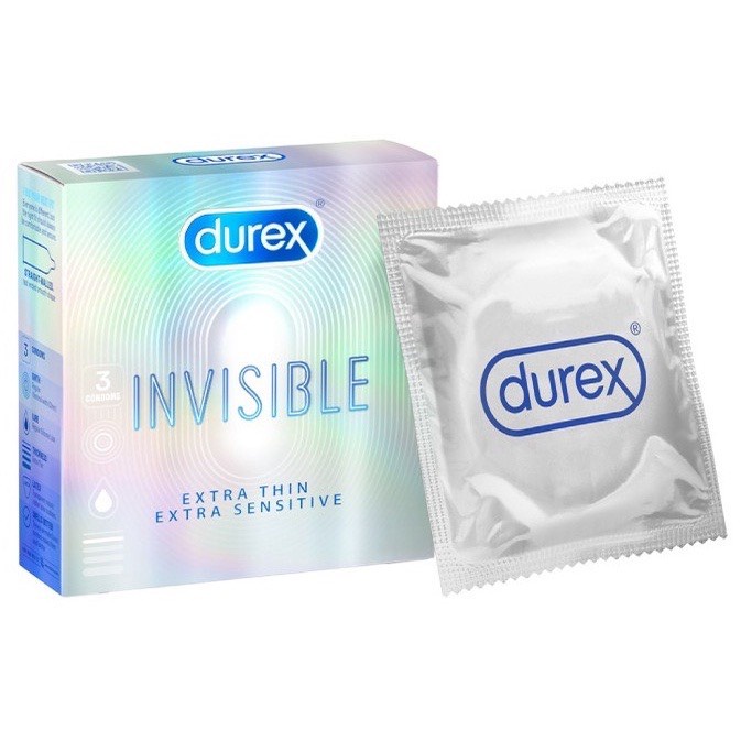 BAO CAO SU DUREX INVISIBLE, SIÊU MỎNG, HỘP 3 CÁI