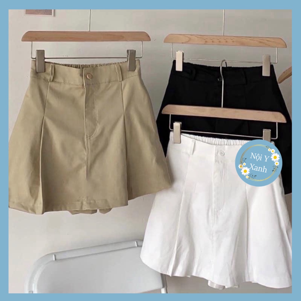 [Hoàn tiền 25%] Chân váy kaki basic xếp ly mẫu mới_002 ulzzang babydoll bánh bèo nội y xanh