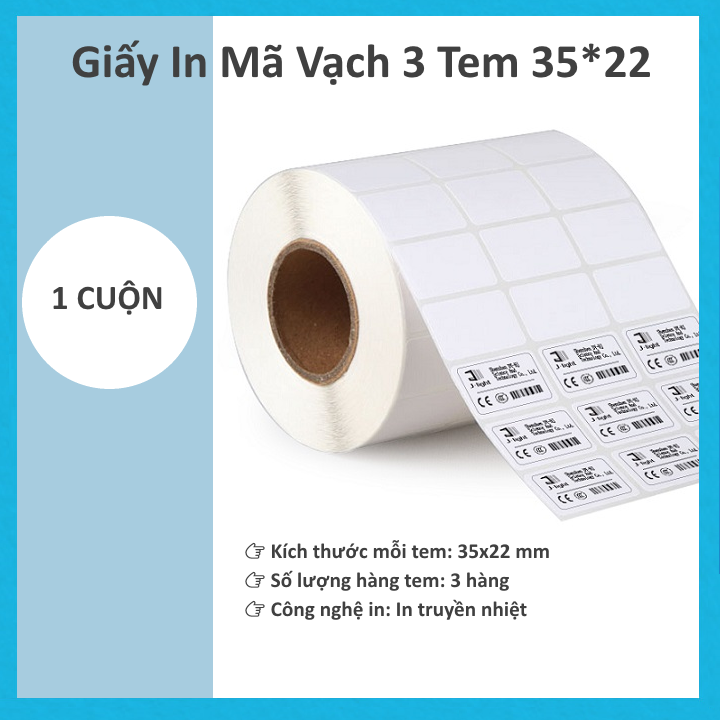 giấy in mã vạch 3 Tem 35*22 1 cuộn