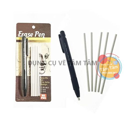 Bút tẩy kèm theo 5 lõi tẩy, Bút gôm-Dụng cụ vẽ Tâm Tâm