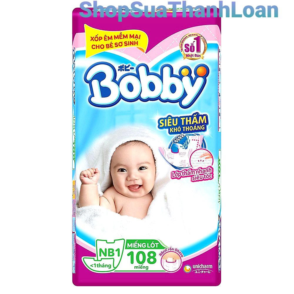 [TẶNG THÊM 6 MIẾNG] Miếng Lót Bobby NEWBORN1 (108 Miếng)