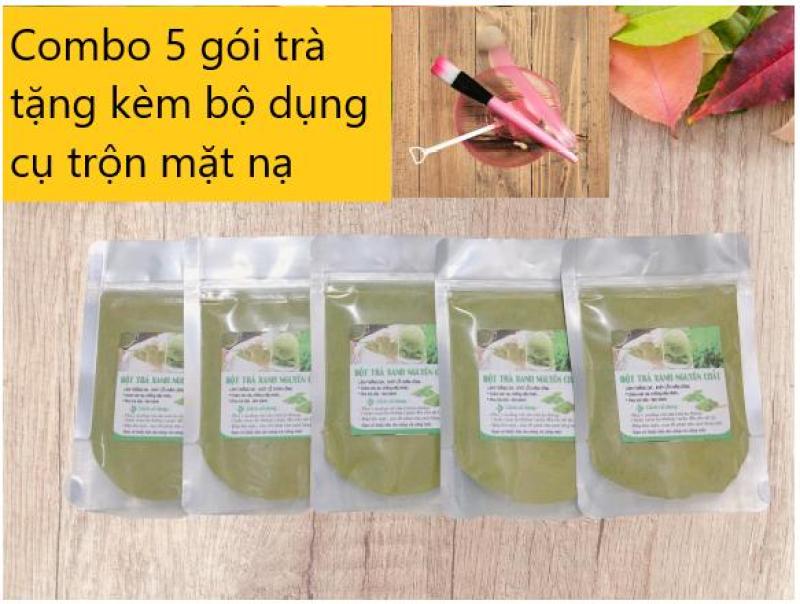 Combo 5 gói(mỗi gói 100gr) Bột Trà Xanh Đắp Mặt Nạ Ngừa Mụn, Dưỡng Da Trắng Mịn, Ngăn Ngừa Nếp Nhăn