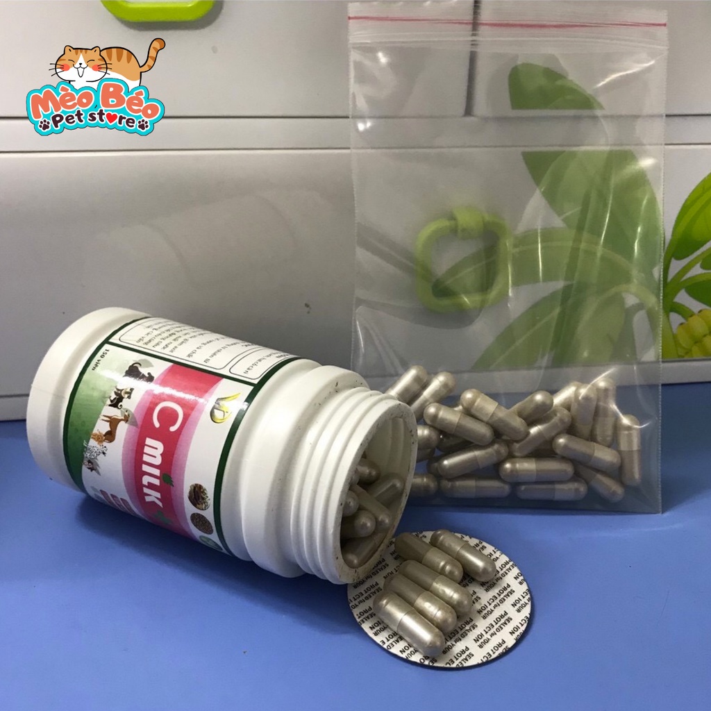 Kích sữa C-Milk tăng tiết sữa giảm sưng viêm cho chó mèo - lọ 150 viên