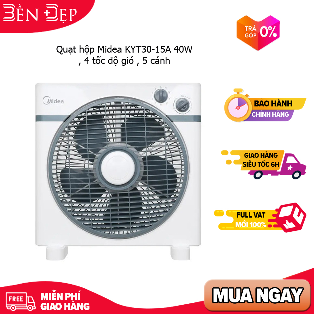 Quạt hộp midea kyt30-15a 40w , 4 tốc độ gió , 5 cánh