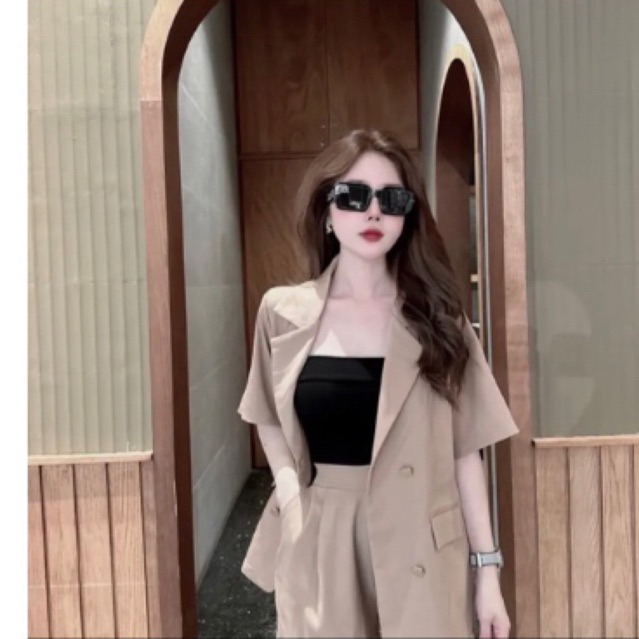 sét vest gồm áo kèm quần sooc nữ