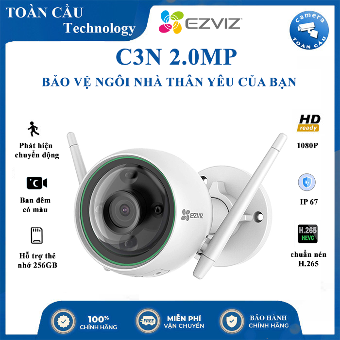 Camera Wifi EZVIZ C3N 2.0MP Full HD 1080P AI, Có Màu Ban Đêm