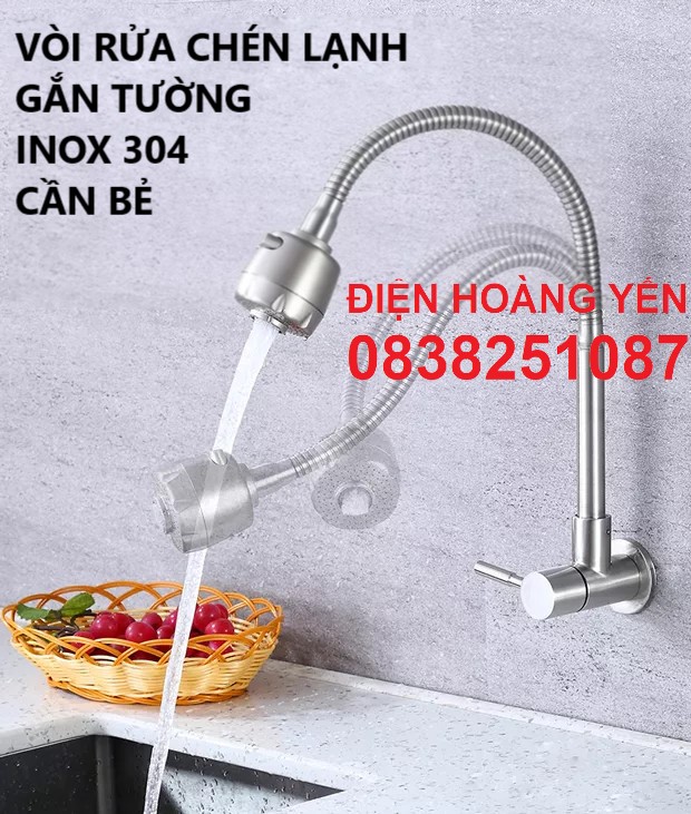 [HCM]Vòi chậu rửa chén bát gắn tường  vòi chậu rửa chén một đường nước inox 304