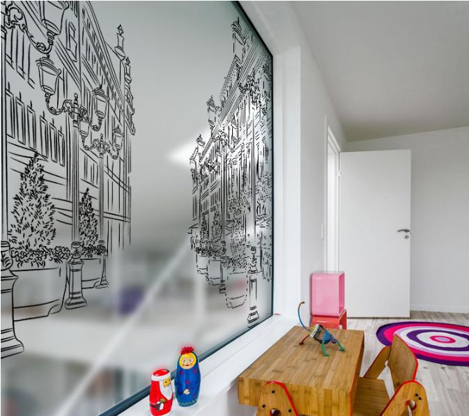 [HCM]Decal Dán Kính Cao Cấp - Thành Phố trắng đen ( 60x58 )-DK7129
