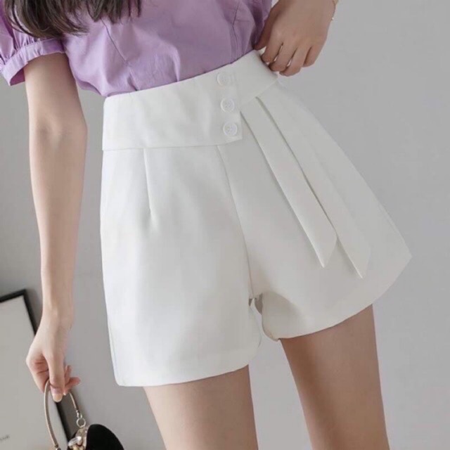 [25-27/4 Hoàn tiền 15%]Quần Short Vạt Lệch 3Khuy Siêu Sang - Mã 2033